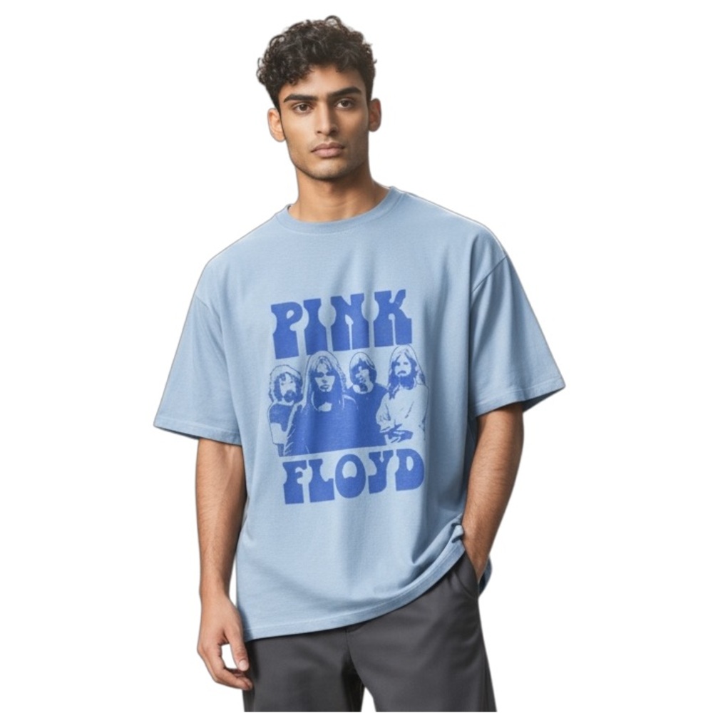 Time and Tru Light Blue Graphic Tee